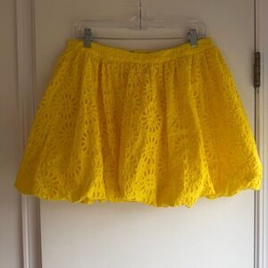 Lilly Pulitzer Yellow Eyelet Floral Bubble Mini Skirt Women Size 10 009995